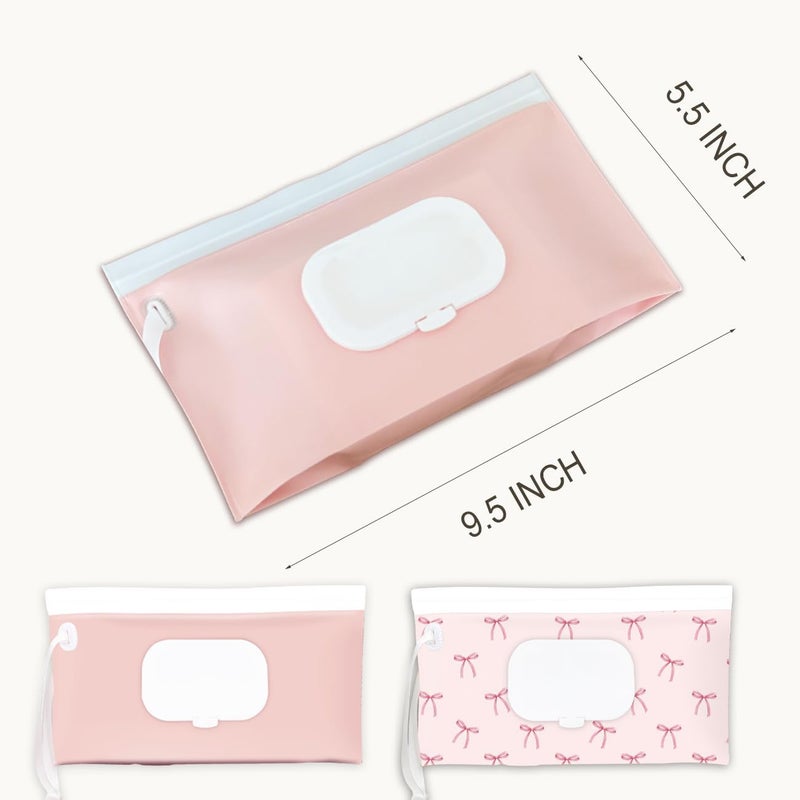 cephira Baby wipes dispenser，portable baby wipes holder for outdoor, Refillable baby wipes container, on the go wet wipe pouch for travel, resuable wipes dispenser for hiking (Pale Pink) - Image 4